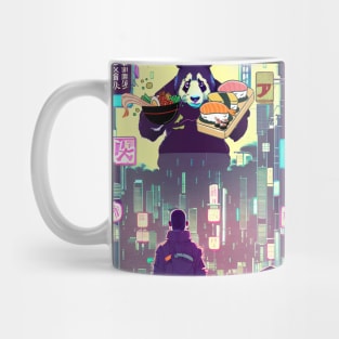 Cyberpunk City Panda Billboard Mug